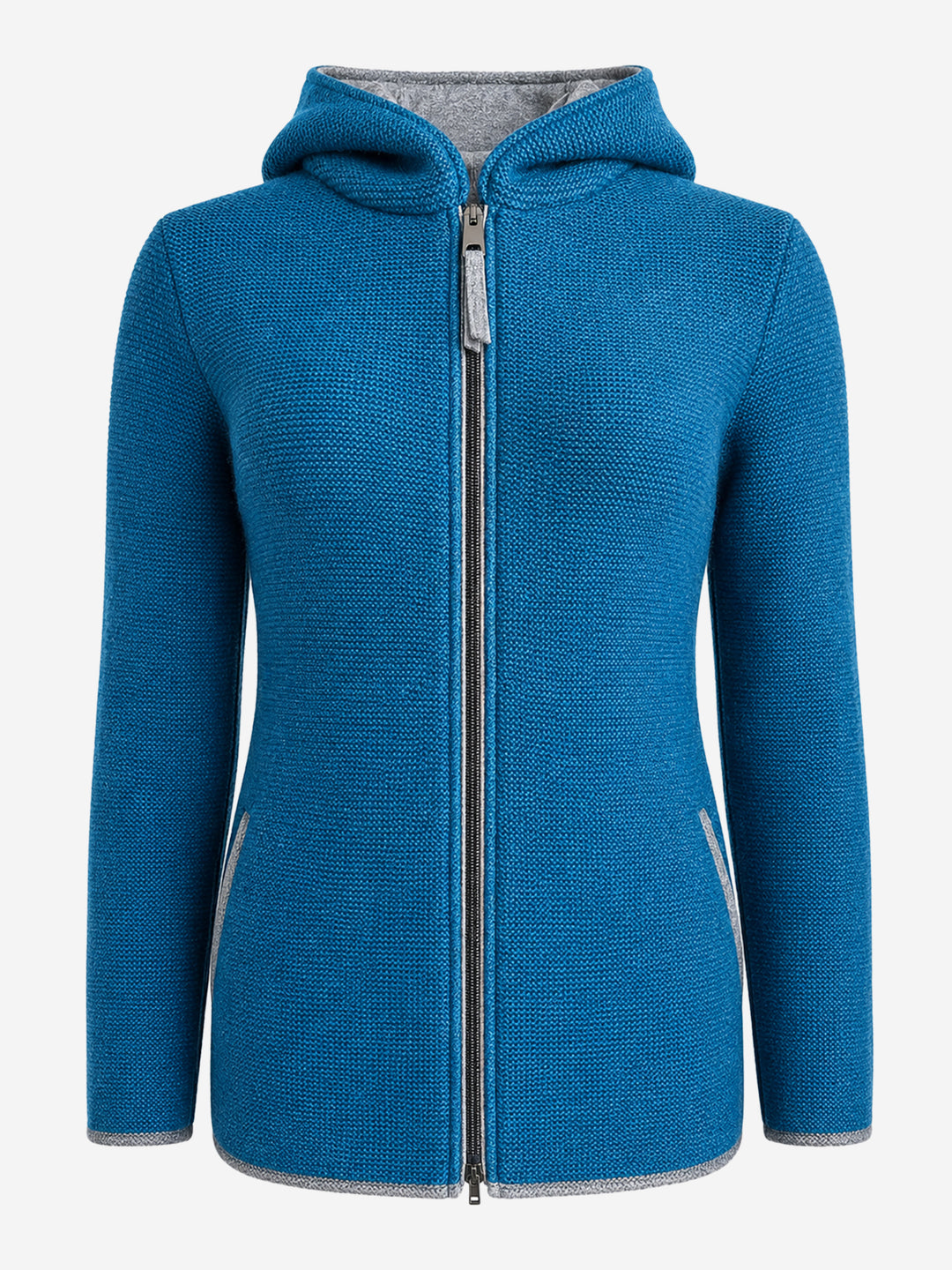 Strickjacke mit Kapuze Emily in Türkisblau
