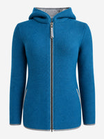 Load image into Gallery viewer, Strickjacke mit Kapuze Emily in Türkisblau
