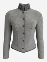 Load image into Gallery viewer, Strickblazer Caro in Silbergrau
