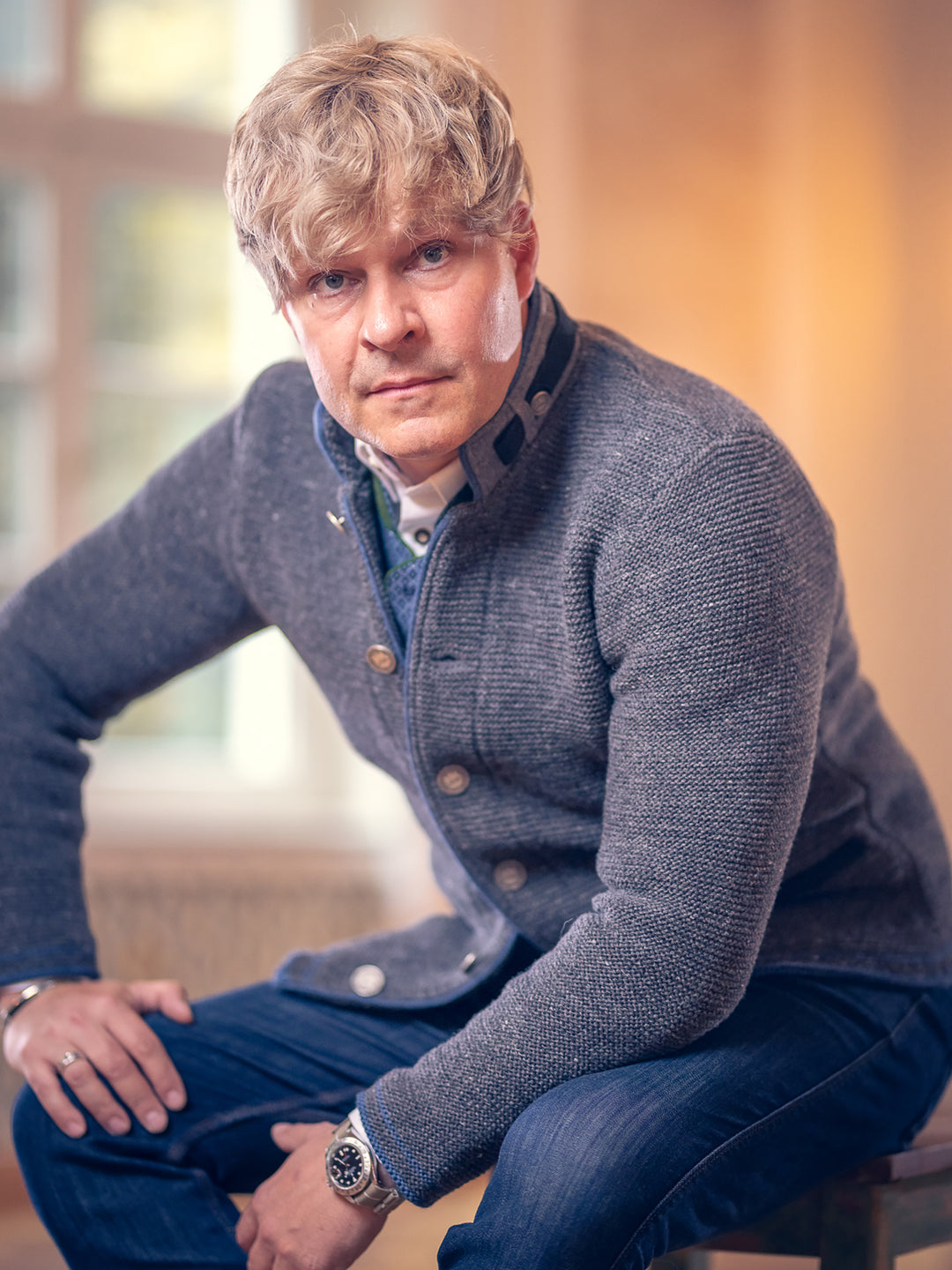 Strickjacke Hannes in Mittelgrau