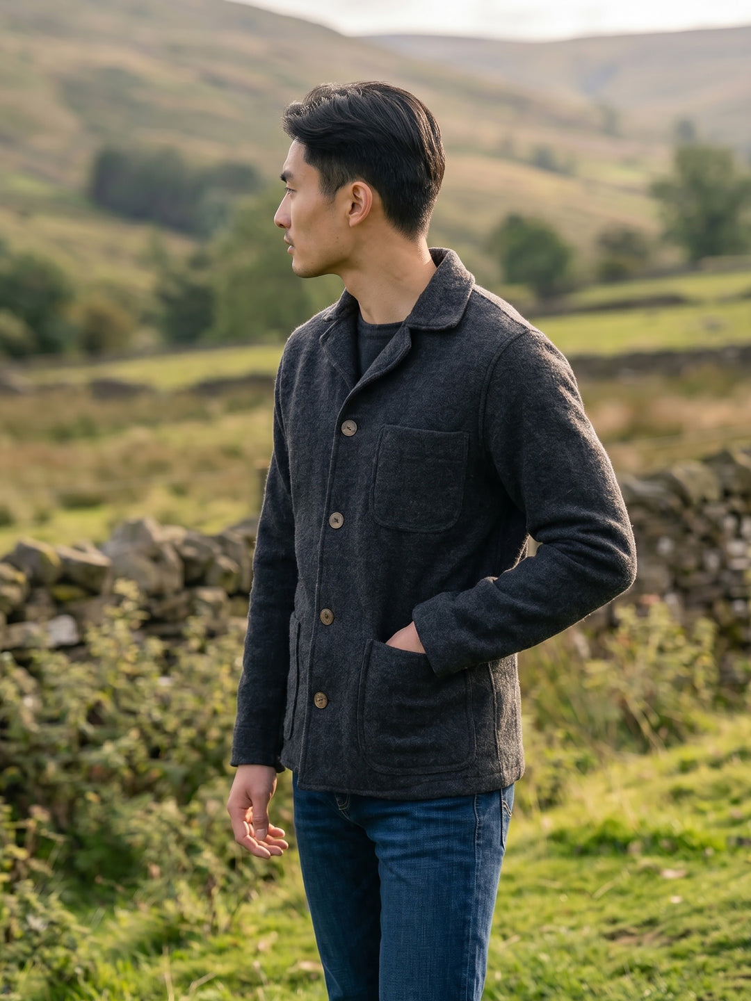 Walkjacke James in Anthrazit